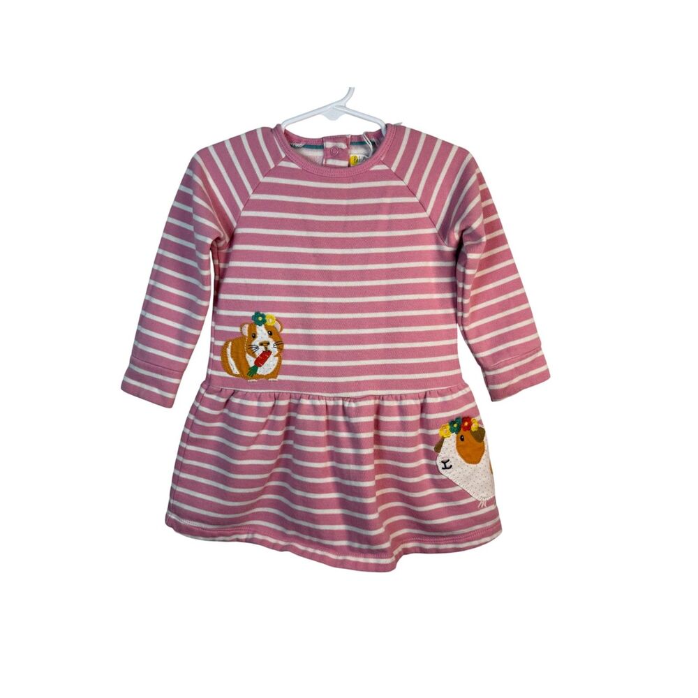 Baby Boden Pink Striped Dress with Hamsters Size 12-18 Months NWOT